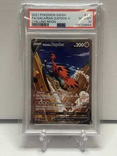 Galarian Zapdos v Alternate Full Art Holo Card 174/198 Chilling Reign PSA 10