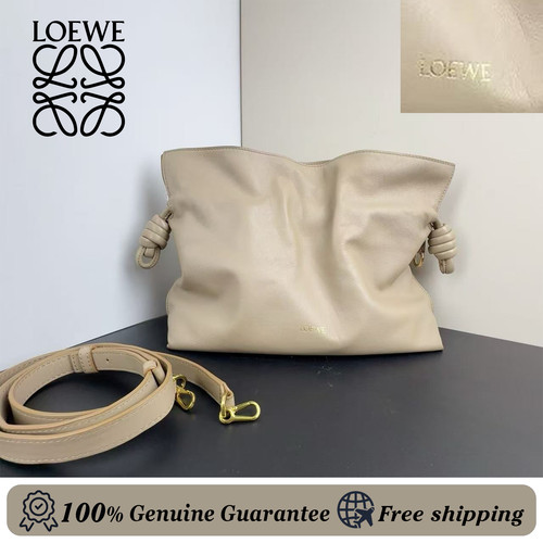 Loewe Flamenco Knot Bag Leather Medium crossbody bag in Sand auth