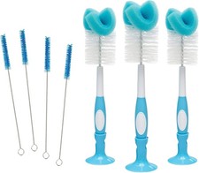 Reusable Sponge Baby Bottle Cleaning Brush Blue 3-Pack Anti-Colic Vent Cleaning