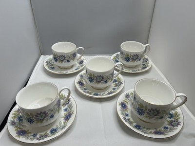 5er Set Vintage Floral Design Paragon Fine Bone China Cherwell Tasse & Untertasse