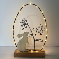 LED Hase Figur Ostern Mit Timer, Beleuchtetes Osterhase Aus Holz 20 LED Osterbel