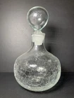 MCM Mid Century BLENKO Art Glass CRACKLE Clear DECANTER w Stopper No Label