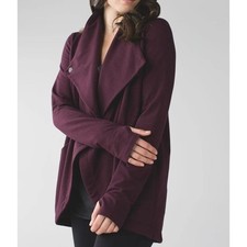 Lululemon Thats A Wrap Cardigan Womens Size 6 Burgundy Purple Snap Button Jacket