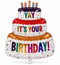 36" Giant Birthday Cake Foil Balloon YAY It  s Your Birthday Party Decoration
