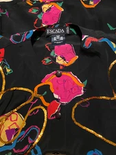 ESCADA VINTAGE BLOUSE IN BLACK SEQUIN EMBELLISHED 36 RUNS M WEST GERMANY