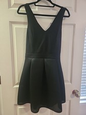 NWT Express Black Mini Dress CrossBack Mesh Textured Pleated Cocktail Size 10