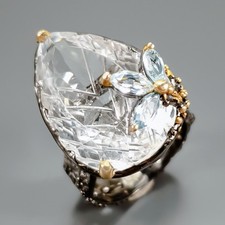 Jewellery 34 ct Natural Quartz Ring 925 Sterling Silver Size 8 /R440834