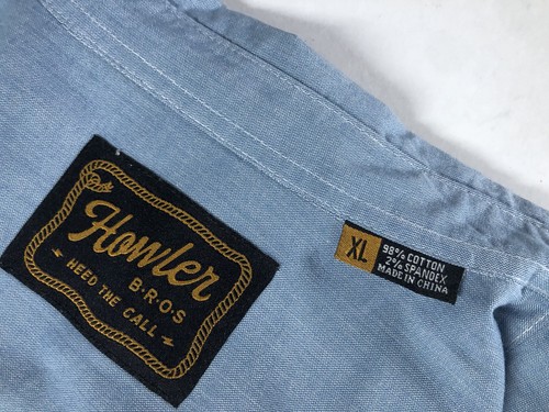 Howler Bros Chambray Crosscut Deluxe SUNBEAMS Pearl Snap Western SHIRT Mens XL - Picture 3 of 13
