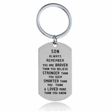 Stainless Steel Son Key Chain Mother Mom and Dad Father Loved More Than You Know