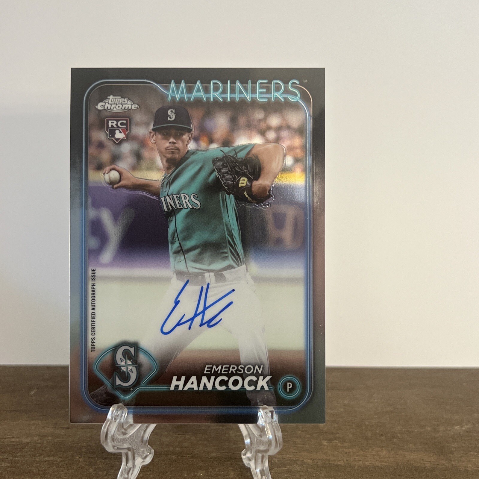 Emerson Hancock RC 2024 Topps Chrome On Card Auto Seattle Mariners #RA-EH