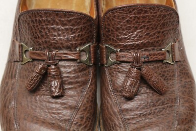 Vtg Men\'s STUART MCGUIRE Dress Loafers Shoes Sharkskin Brown Leather Size 9.5 Vtg Men main image 4