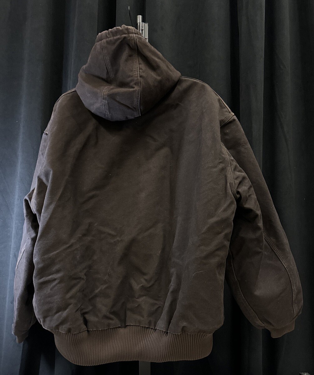 Carhartt J130 Jacket Hooded Dark Brown Size 4XL VERY THICK