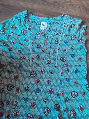 Mantaray Green Patterned Cotton Calf Length Holiday Dress Size 8 - Picture 2 of 2