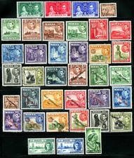 Malta #191 / #223 1937-1948 1/2D-2 Sh Rey Jorge VI Emisiones En muy buen estado MH y Usado