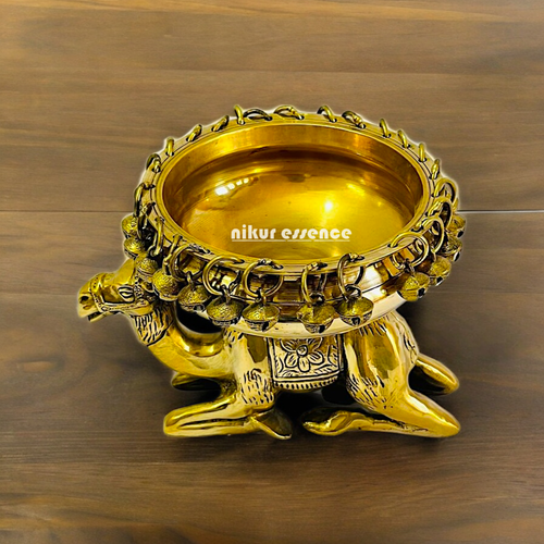 20 cm Camel Design Traditional Indian Urli Brass Decorative Bowl for Home,office - Picture 2 of 12