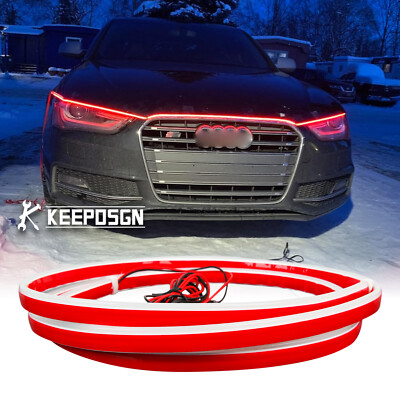 Car LED Dynamic Hood Light Strip DRL Scan Startup Light For Audi A4 S4 RS4 Q3 Q5
