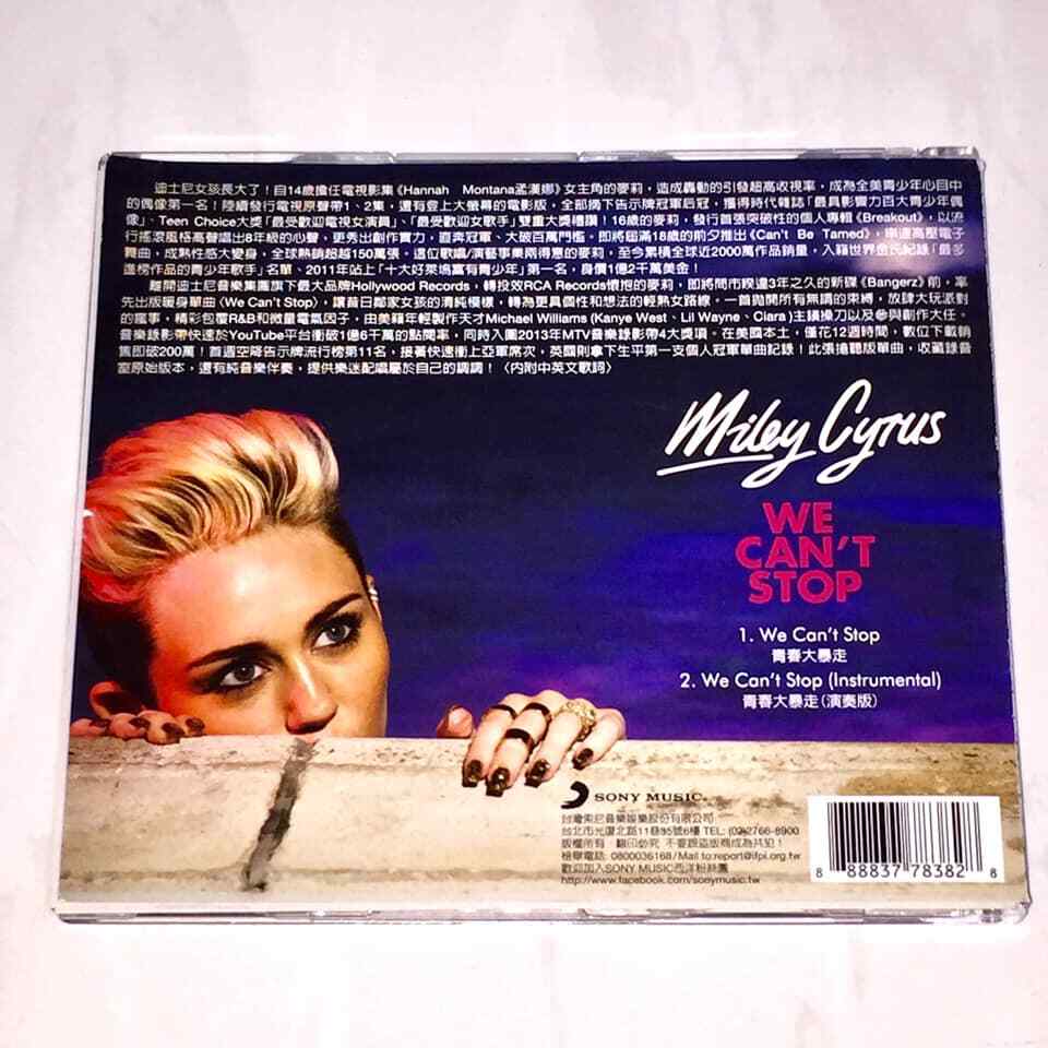 Miley Cyrus 2013 We Can't Stop Taiwan OBI 2-TRK CD Single with 2