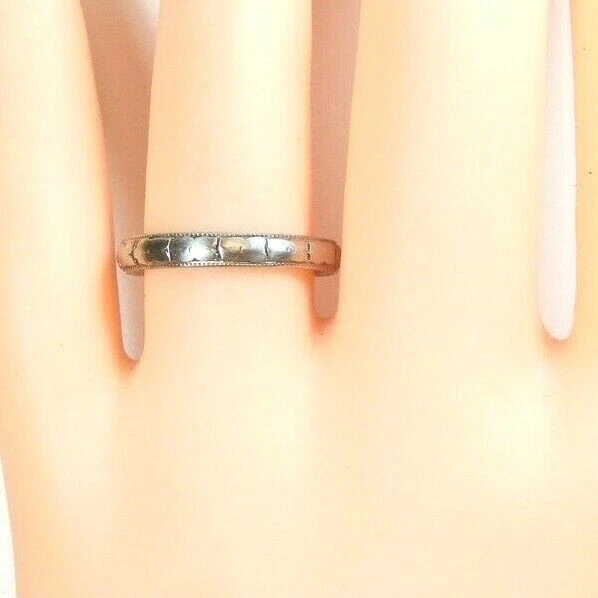 Antigua alianza de boda Art Deco anillo de oro 18KW/Y tamaño 6,5 UK-M1/2 3,04 MM Foto 2 de 4