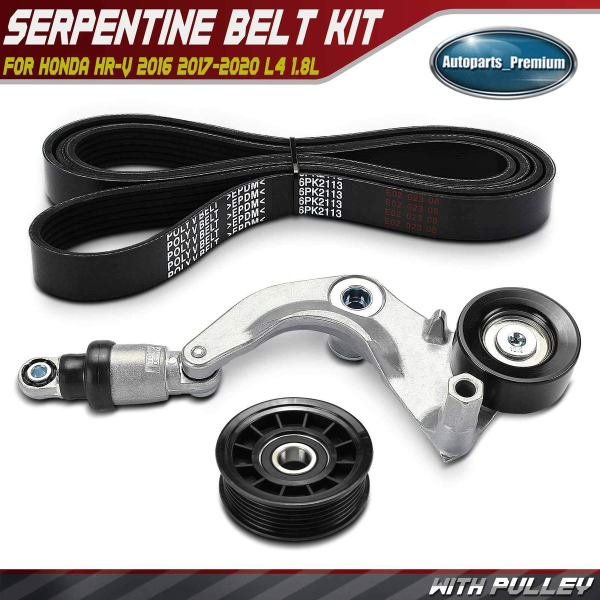 3x Serpentine Belt Drive Component Kit for Honda HR-V 2016 2017