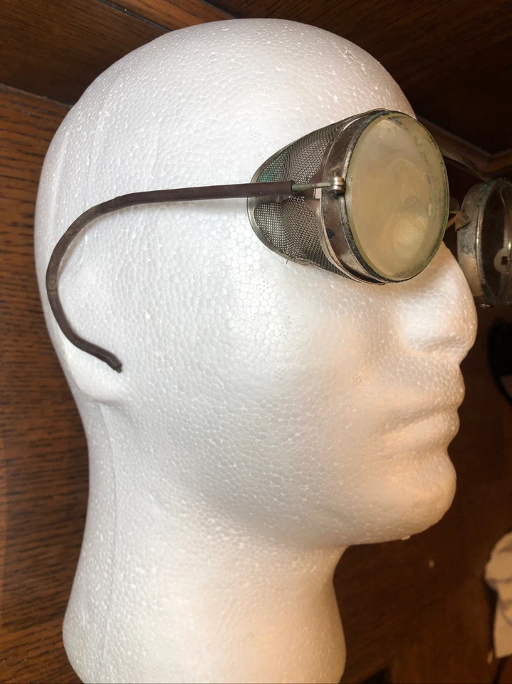 Gafas de seguridad antiguas con marco de metal violeta para aviador motocicleta coche de carreras Foto 4 de 4