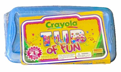 NEW Crayola TUB OF FUN Arts & Crafts Crafty Kids Set W/Reusable Box 25+ Pieces