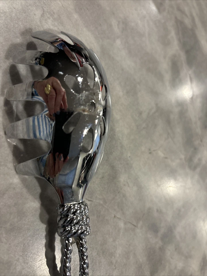 Pasta Scoop Spaghetti Server Ornate Knotted Rope Handle. Chrome. See All Pics! - Image 4 of 4