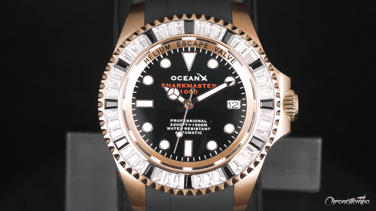OceanX Sharkmaster 1000 Zebra Automatic Men's Diver Watch Black
