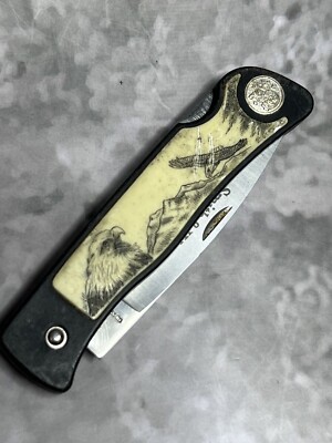 Smith & Wesson First Production Run Scrimshaw Eagle  Pocket Folding Knife #1730