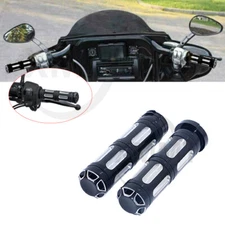 CNC 1" 25mm Handlebar Hand Grips Black For Harley Softail Street Glide Sportster