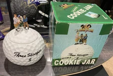 THREE STOOGES Cookie Jar White GOLF BALL Clay Art