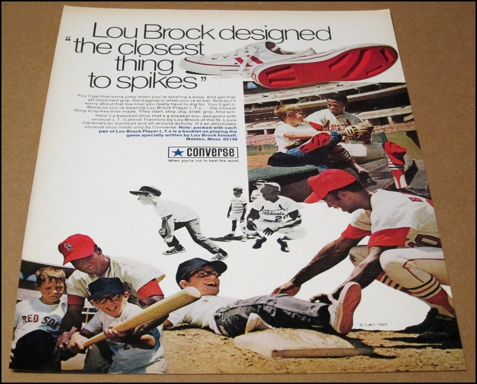 1970 Lou Brock Converse Player L.T. Shoes Print Ad St. Louis Cardinals