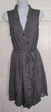 11 1 tylho Black White Gingham Check Button Pocket Tie Belt Shirtdress Dress M