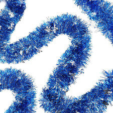 Blue Snowflake Tinsel Garland Winter Wonderland Decorations, Winter Metallic Twi