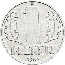 DDR, 1 Pfennig, 1968 A, Leichtmetall