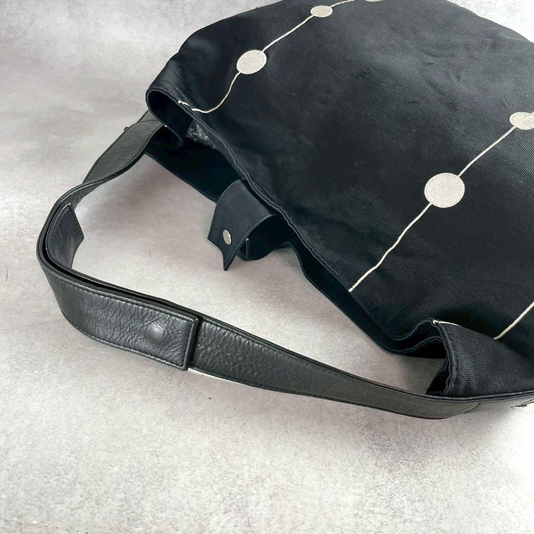 バッグ Yohji Yamamoto +NOIR One Shoulder Bag Yohji Yamamoto +NOIR One Shoulder Bag Leather Black Used Authentic