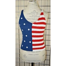 Tank Top Moon & Madison Size S Red White Blue Stars Stripes Knit Cotton Blend