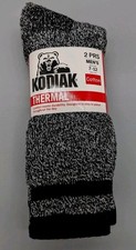 New Kodiak Men  s Thermal Cotton Blend Socks Cotton Blend 2 Pair Size 7-12 Black