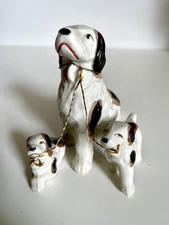 VTG Setter Springer Dog & Puppies On Chain Figurines Made in Japan Porcelain 