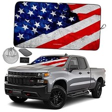 1-Piece Windshield Sun Shade Grunge LARGE  64 x 33.5 inches USA GRUNGE FLAG-4