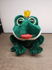 Vintage Russ Plush Green Frog With Crown Smooches