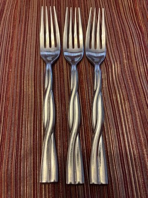 3 Dansk Aalto Dinner Forks 18/10 Stainless Flatware Korea 7-7/8 