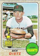 1968 TOPPS - #104 DICK DIETZ (GIANTS)!! GREAT CARD!!