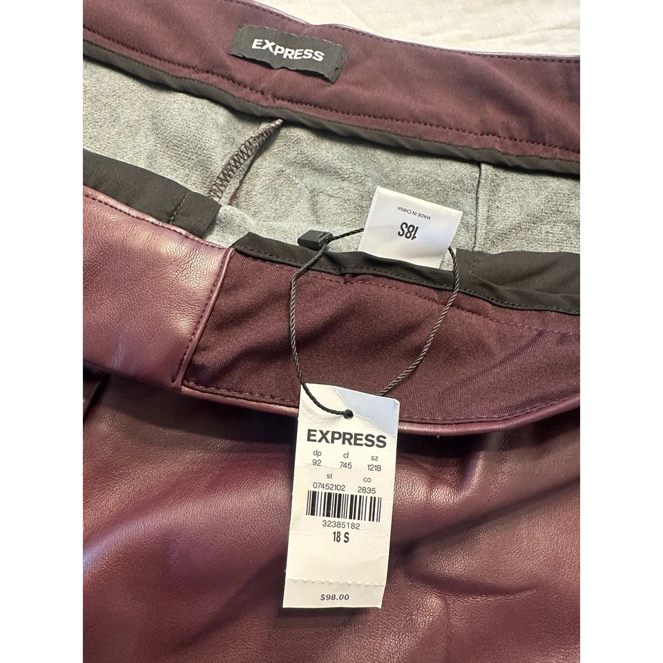 Express женщин современный прямой высоты искусственной кожи брюки Sz 18с фиолетовый - Изображение 3 из 4