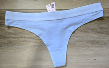 NWT Victoria's Secret Blue Signature Waistband Cotton Blend Thong Panties M