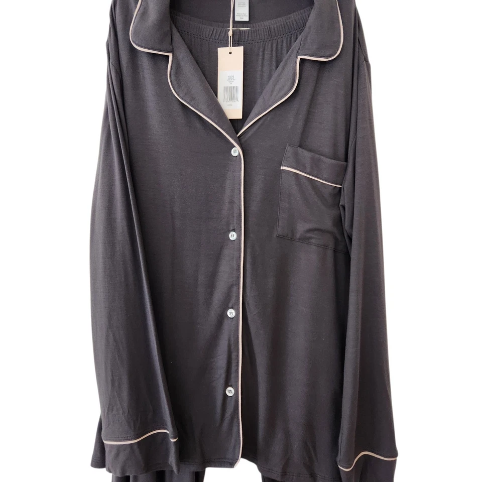 NWT EBERJEY Graphite/Pink Sorbet Gisele Long Pajamas Sleepwear Modal Set  Medium - Image 3 of 4