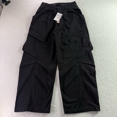 Micas Cargo Pants Black Womens S Baggy Wide Leg Cargo Y2K Grunge Utility NWT