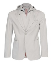 NWT EZZELINO SPORT COAT hooded jacket grey cotton luxury Italy 46 XS
