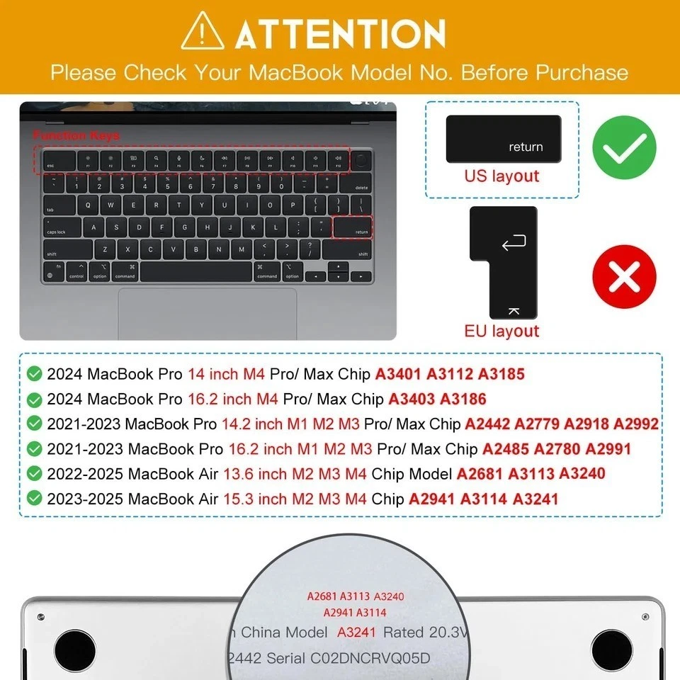 Capa teclado premium para 2025-2023 Macbook Pro 14 16 polegadas M4 M3 Pro/Max chip L - Imagem 3 de 4