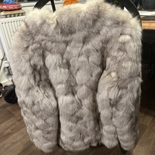 1970 Beige Vintage Fox Fur Coat Genuine Fur SIZE 14