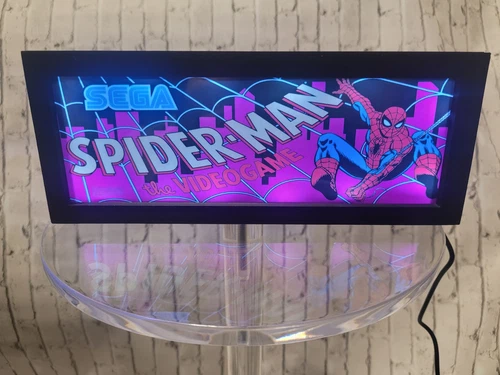 Spiderman Sega Arcade Marquee Backlit Sign Display - Picture 1 of 2